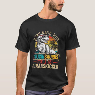 Men Distressed Cousinsaurus Dinosaur T Rex Father T-Shirt