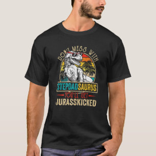 Men Distressed Stepdadsaurus Dinosaur Rex Fat T-Shirt