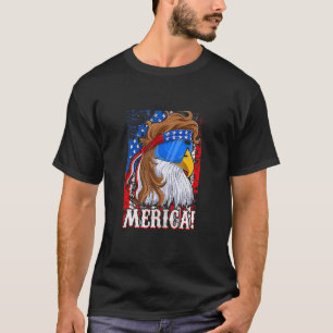 Men Eagle Mullet American Flag  Fourth Of July Mer T-Shirt
