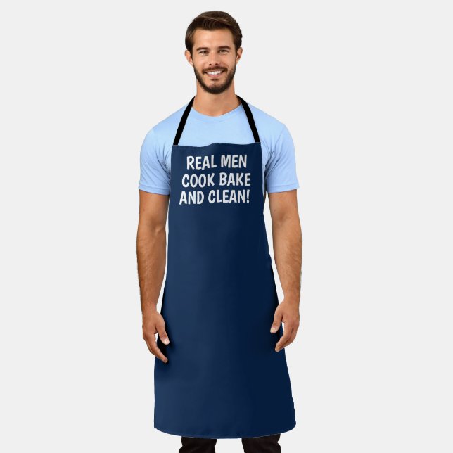 Men Elegant Navy Blue Modern Simple Dad Chef Apron (Worn)