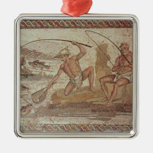 Men fishing on the Nile Metal Tree Decoration