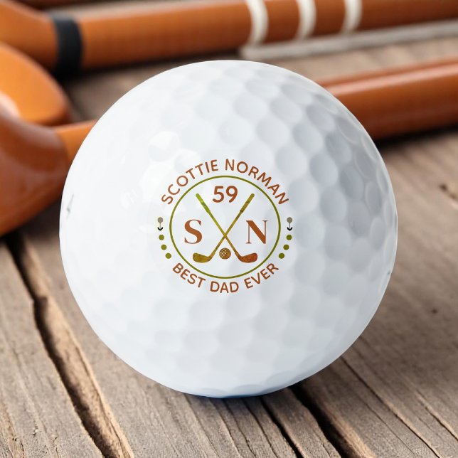 Men Golfer Gifts Classic Brown Monogram Golf Balls (Creator Uploaded)