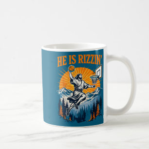 Men He Rizzin Jesus Basketball Christian Coffee Mug