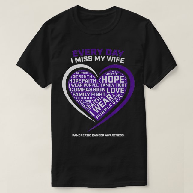 Men Husband In Memory Of My Wife Pancreatic Cancer T-Shirt (Design Front)