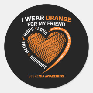 Men I Wear Orange For My Friend Leukaemia Awarenes Classic Round Sticker