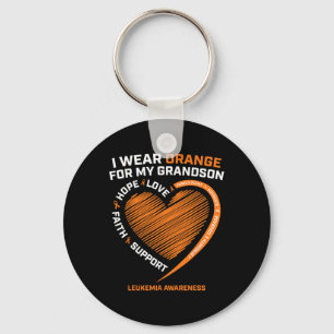 Men I Wear Orange For My Grandson Leukaemia Awaren Key Ring