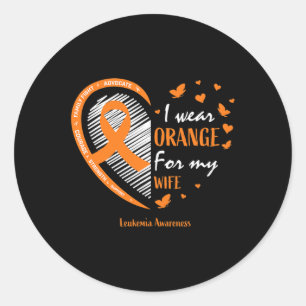 Men I Wear Orange For My Wife Leukaemia Awareness Classic Round Sticker
