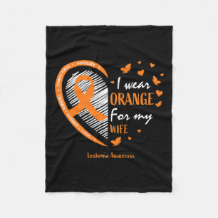 Men I Wear Orange For My Wife Leukaemia Awareness  Fleece Blanket