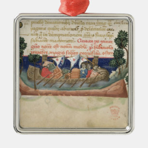 Men in a boat taking supplies to the Holy Land Metal Tree Decoration