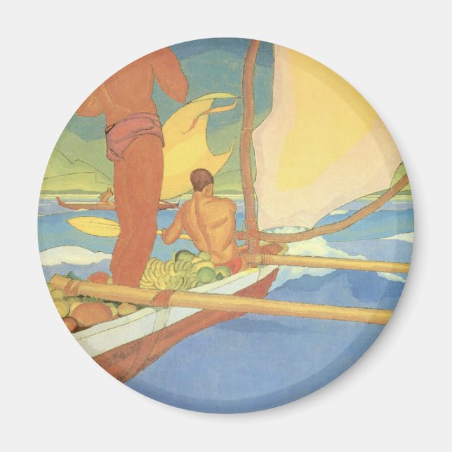 'Men in an Outrigger Canoe Headed for Shore' Magnet (Front)