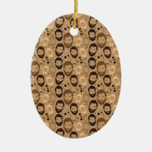 Men in Beards pattern Ceramic Tree Decoration