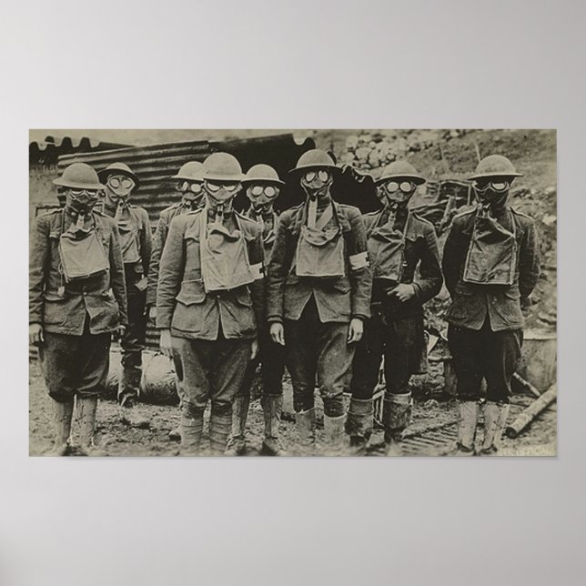 Men In Gas Mask WWI  Print (Front)