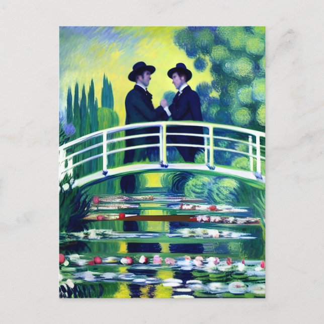 Men in Love Monet Style Postcard (Front)