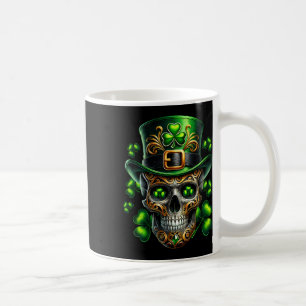 Men Irish Skull Shamrock Leprechaun Ireland St Pat Coffee Mug