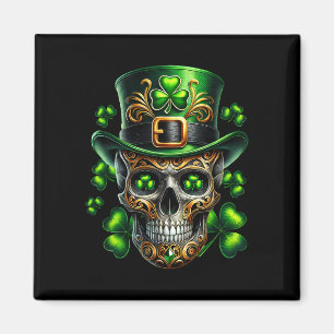 Men Irish Skull Shamrock Leprechaun Ireland St Pat Magnet