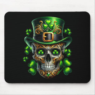 Men Irish Skull Shamrock Leprechaun Ireland St Pat Mouse Pad
