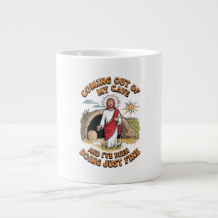 Men Jesus Coming Out of My Cave Large Coffee Mug