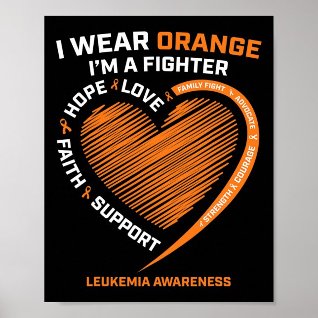 Men Kids Fighter Gift I Wear Orange Leukaemia Awar Poster (Front)
