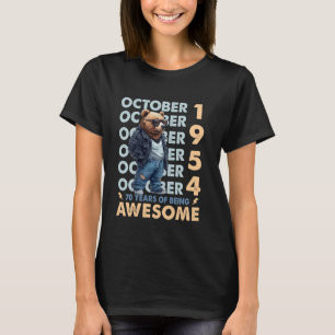 Men Legend October 1954 70th Birthday Cool Bear 70 T-Shirt