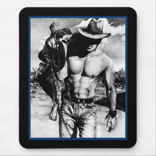 Men Masculine Fine Art Cool Alpha Cowboy Mouse Pad