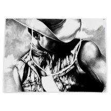 Men Masculine Manly Cool Cowboy Charcoal Drawing 