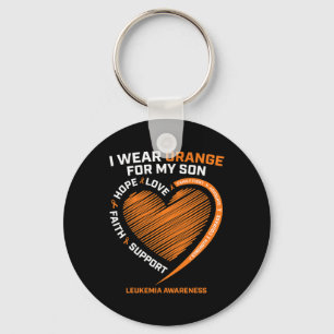 Men Mum Dad Wear Orange For My Son Leukaemia Aware Key Ring