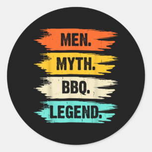 Men Myth Bbq Legend Fathers Day Grill King Classic Round Sticker