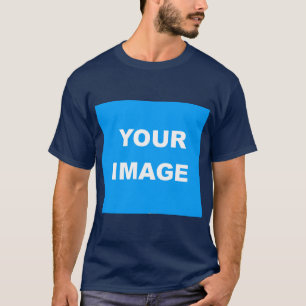 Men Navy Blue Add Your Image Photo Logo T-Shirt