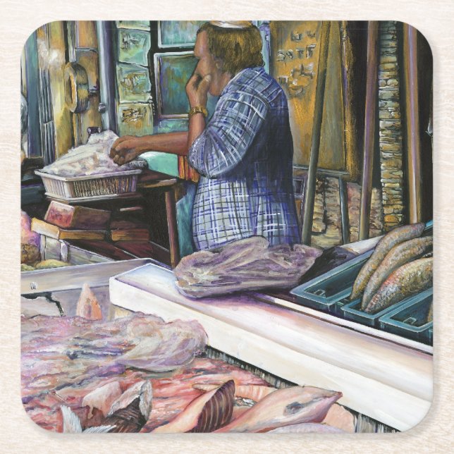 Men of the Desert, Gifts of the Sea, Jerusalem Square Paper Coaster (Front)