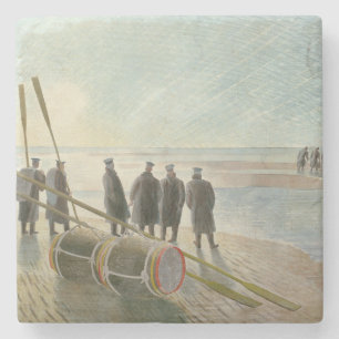 Men on the Beach (Dangerous Work at Low Tide) Stone Coaster