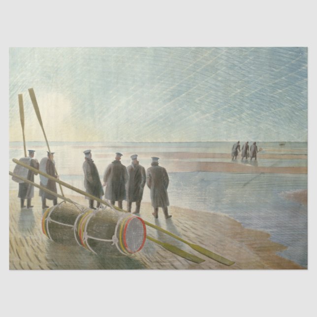 Men on the Beach (Dangerous Work at Low Tide) Tissue Paper (Front)