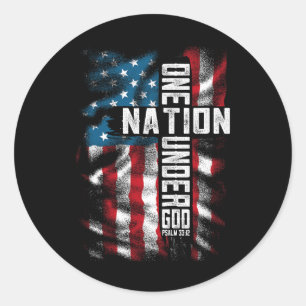 Men One National Under God 4th Of July Men Women  Classic Round Sticker