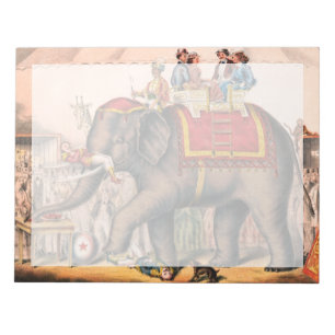 Men Performing A Circus Act With An Elephant. Notepad