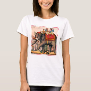Men Performing A Circus Act With An Elephant. T-Shirt