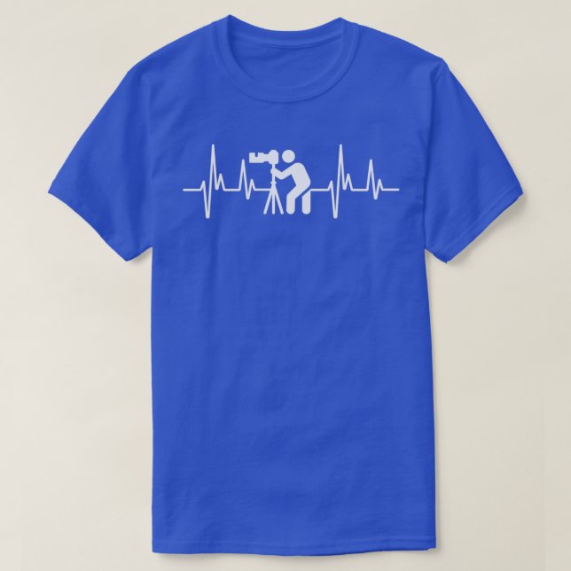 Men Photographer Profession Heartbeat Line  T-Shirt (Design Front)