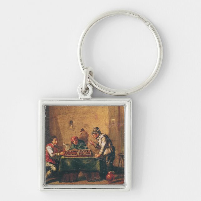 Men Playing Backgammon in a Tavern Key Ring (Front)