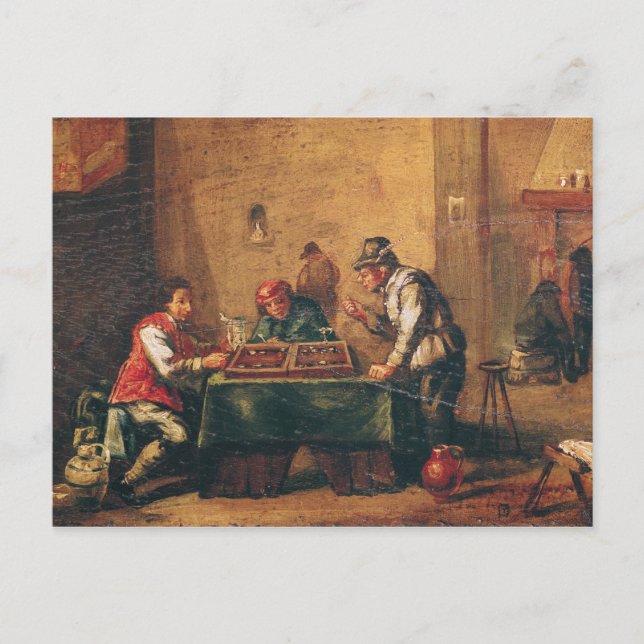 Men Playing Backgammon in a Tavern Postcard (Front)