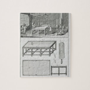 Men playing billiards, from the 'Encyclopedie des Jigsaw Puzzle