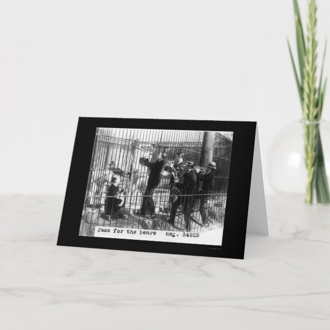 Men Playing Jazz Music by a Polar Bear 1924 Card (Front)