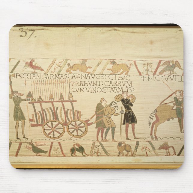 Men pulling a cart loaded with wine and arms mouse pad (Front)