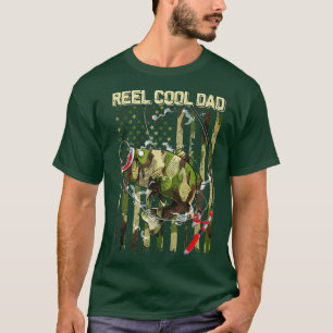 Men Reel Cool Dad Fishing Grandpa Camouflage Ameri T-Shirt