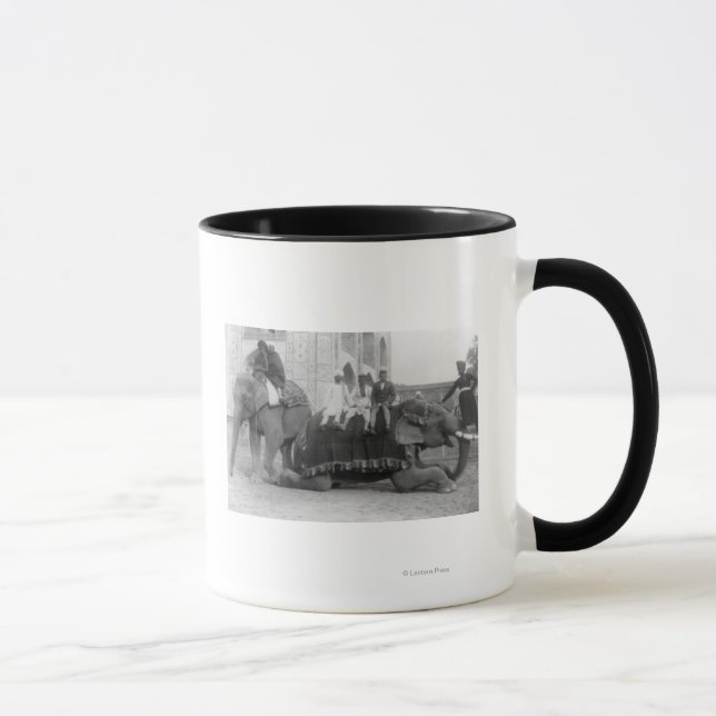 Men Riding Elephants in India PhotographIndia Mug (Right)