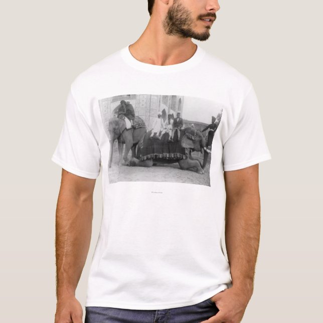 Men Riding Elephants in India PhotographIndia T-Shirt (Front)