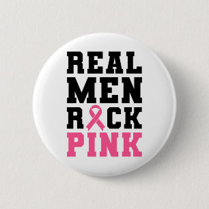 Men Rock Pink Breast Cancer Awareness  6 Cm Round Badge