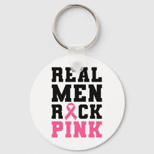 Men Rock Pink Breast Cancer Awareness Key Ring