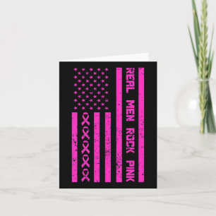 Men Rock Pink Ribbon Breast Cancer Awareness Ameri Card