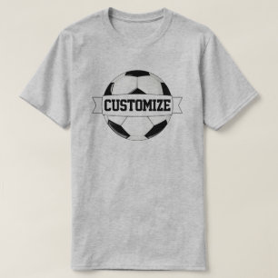 Men’s Black & White Soccer Ball Custom Team Name T-Shirt