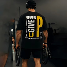 Men’s Gym Workout T-Shirt – “Never Give Up”