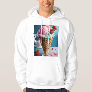 Men’s Hoodie with Cool Ice Cream Design   Trendy I