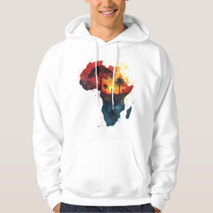 Men’s Hoodie with Watercolor Africa Sunset Design